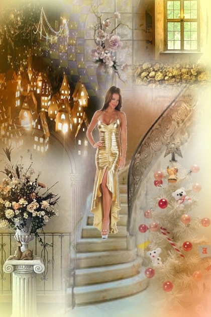 Lady in a golden dress- Fashion set