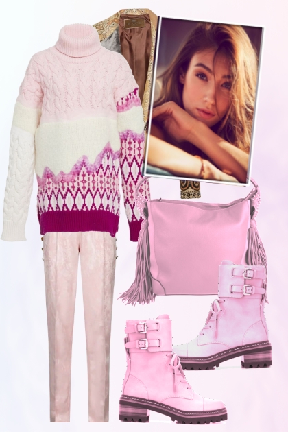 Winter in pink- combinação de moda