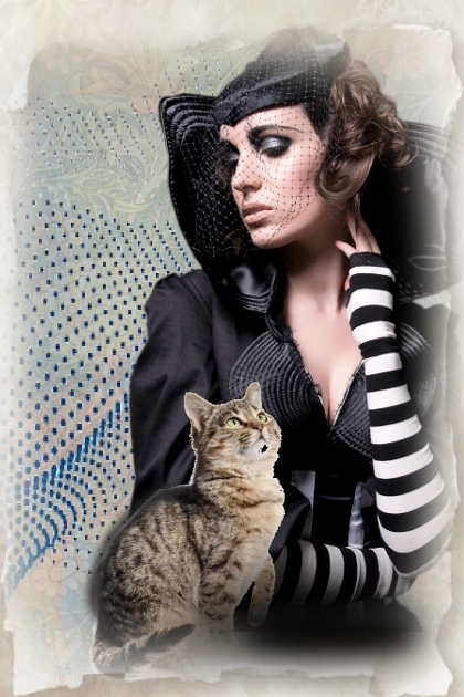 Stripey gloves, stripey cat- Modna kombinacija