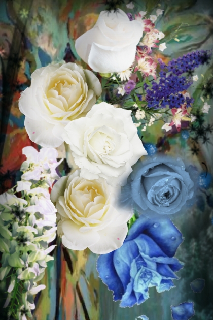 Blue and white roses- Combinaciónde moda