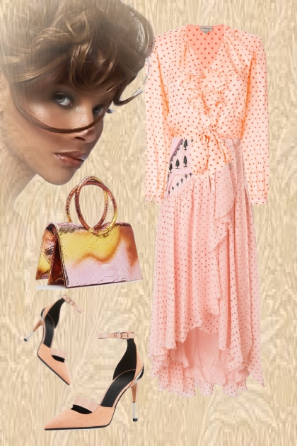 Polka dot in apricot outfit