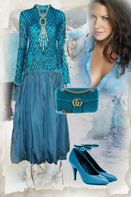 Turquoise net top- Combinazione di moda