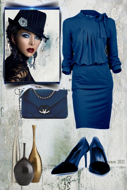 Feminine blue dress- Modekombination