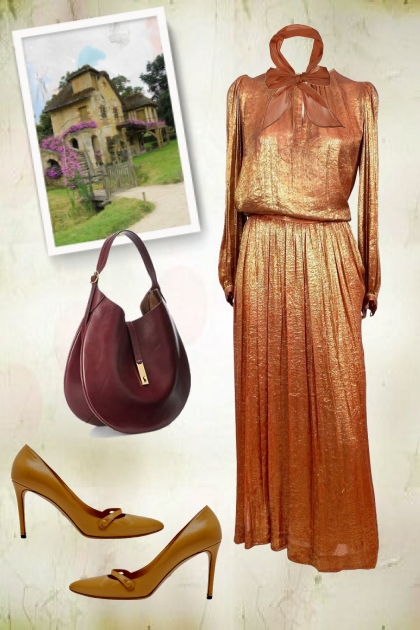 Evening dress in bronze- Fashion set