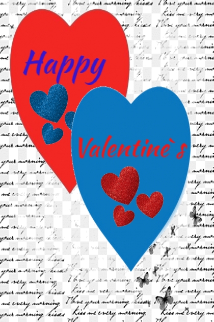 Happy Valentine`s in red and blue- Fashion set