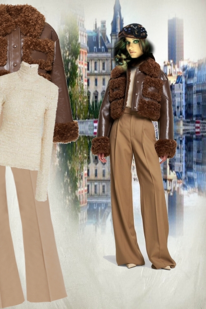 Casual fur jacket- Fashion set