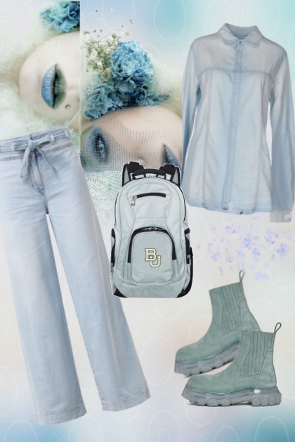 Light blue jeans- Combinazione di moda