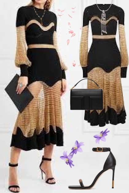 Black and gold dress- Modekombination