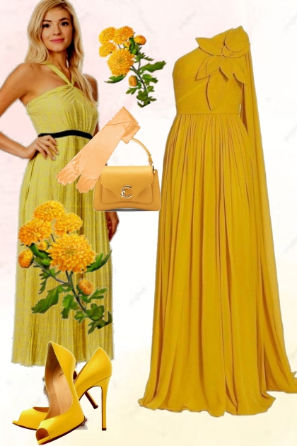 Ocher dress in retro style