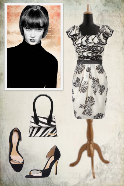 Black and white dress with a flounce