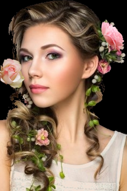 Hairdress with pink roses