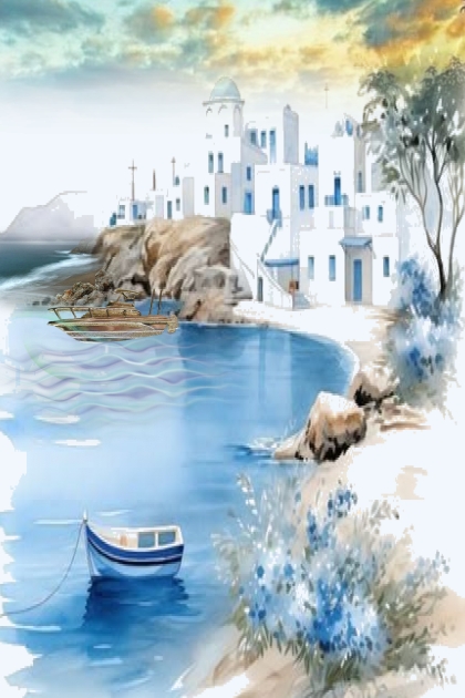 White town on the shore