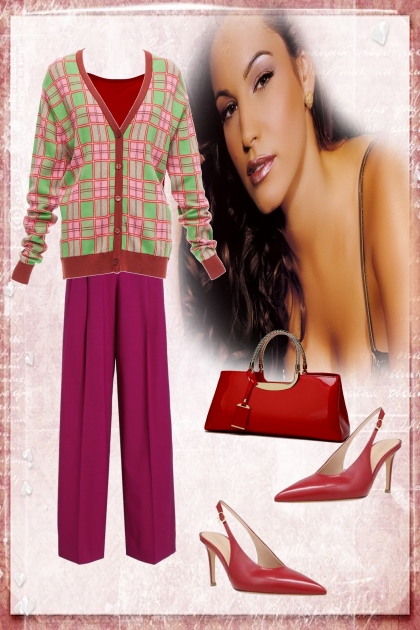 Outfit with a red accent