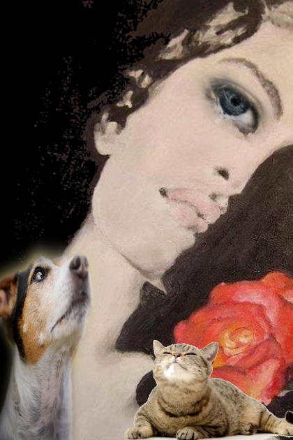 A girl with a cat and a dog 2