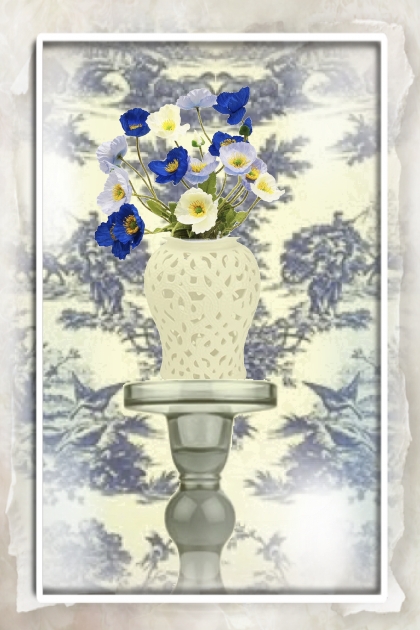 Blue and white poppies