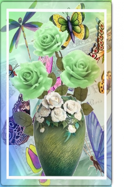 Roses in green
