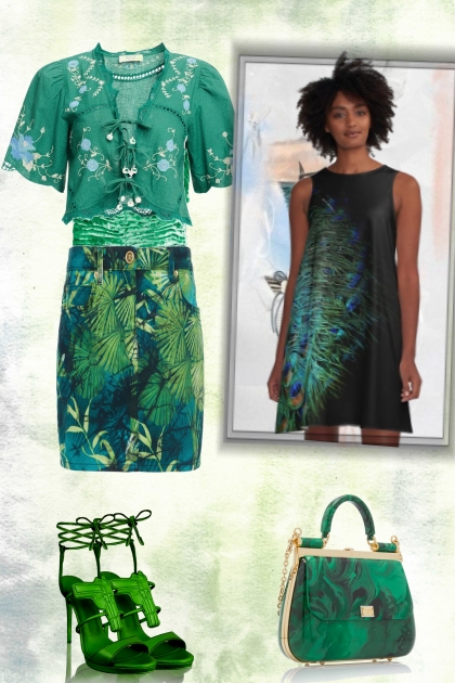 Green outfit with exotic print