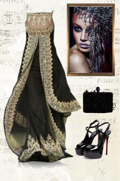 Black with gold lace