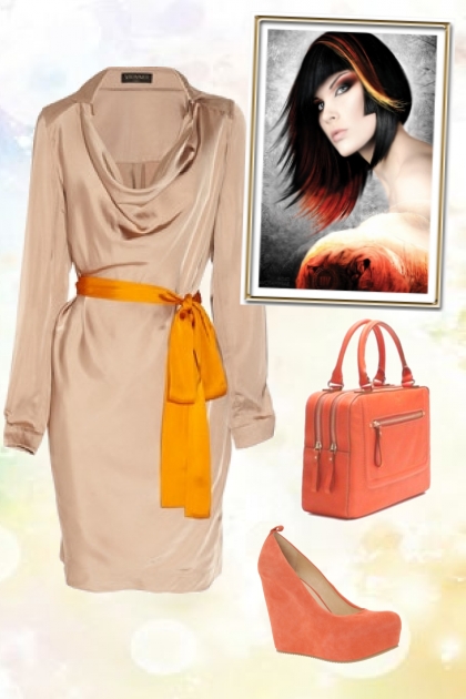 Dress with an orange belt