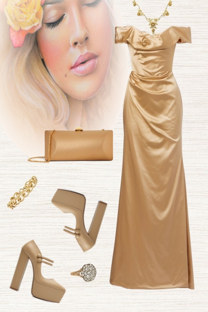 Cocktail dress in beige satin