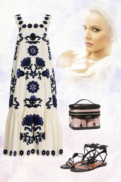 Blue and white print
