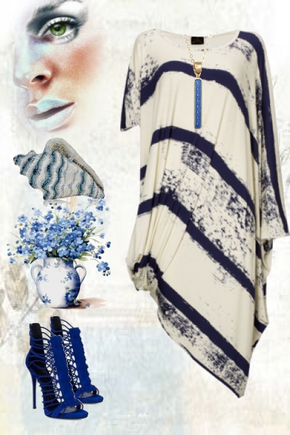 Dress in blue and white