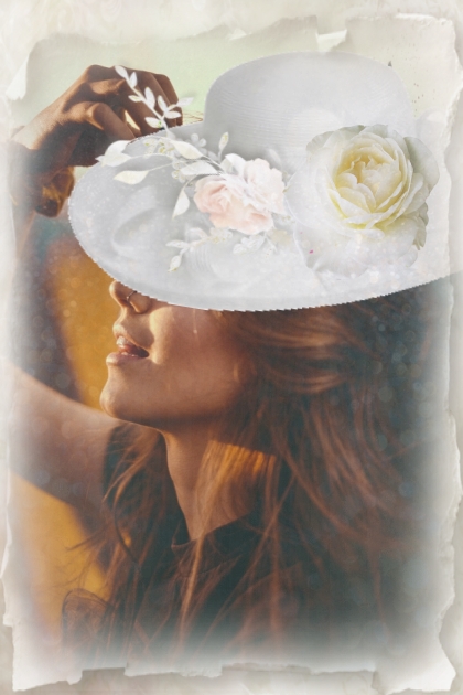 White hat with flower decor