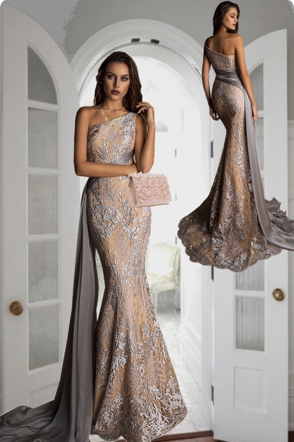 Dress made of silver brocade