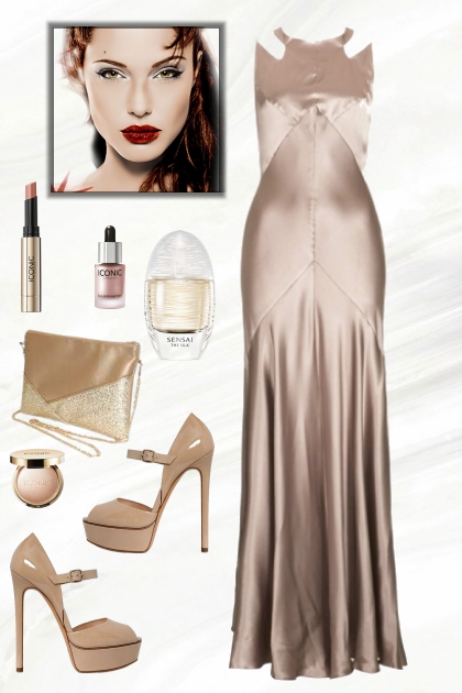 Beige satin dress