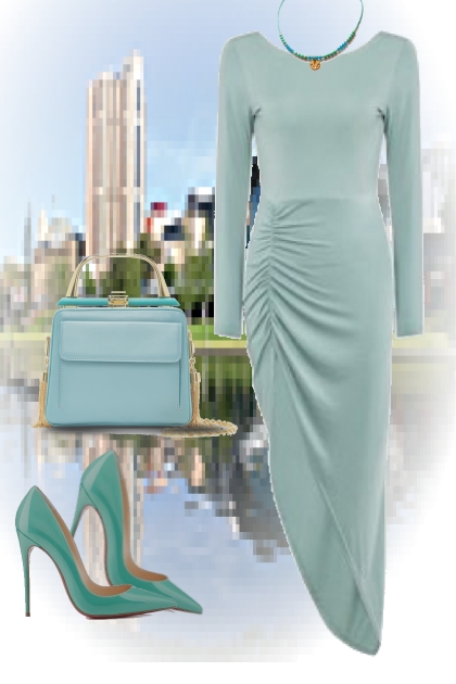 Elegant dress in blue-grey colour