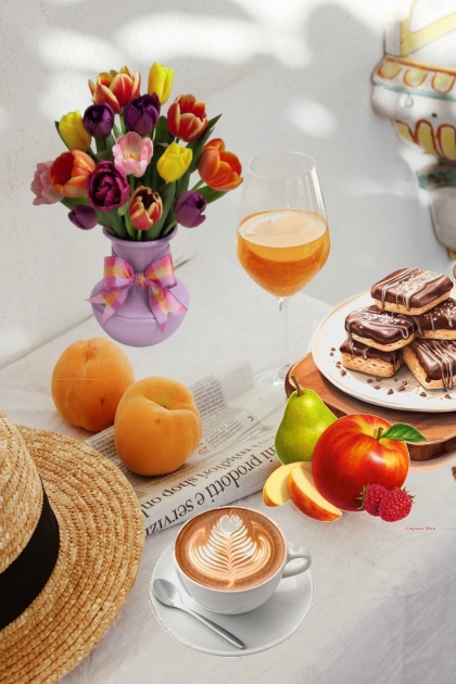 Breakfast with fruit and juice