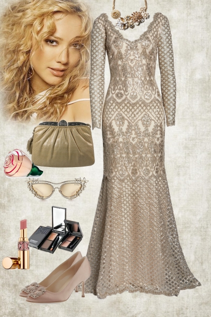 Knitted dress in taupe colour