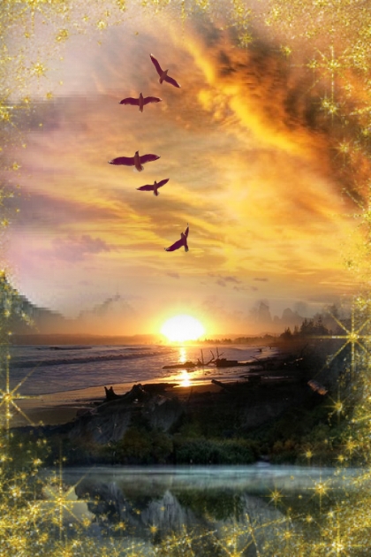 Birds at sunset