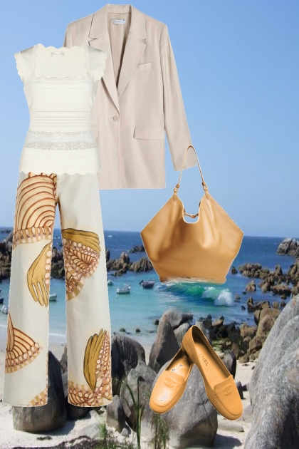 Beige and white outfit for summer