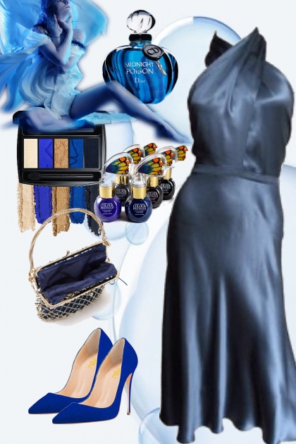 Blue satin dress