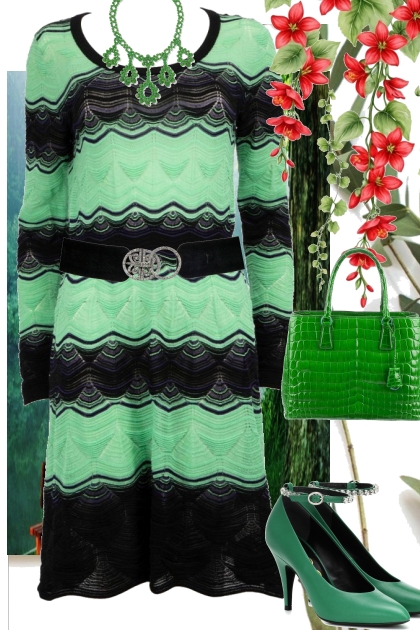 Knitted green dress