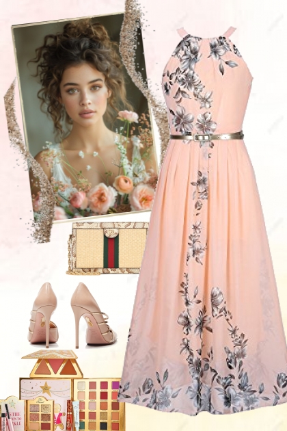 Girl with pink roses