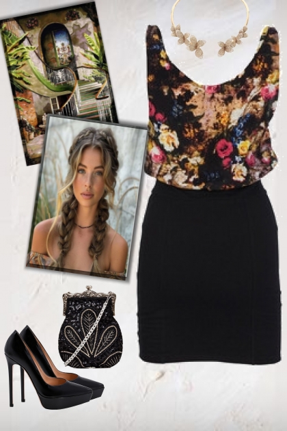 Black with floral print