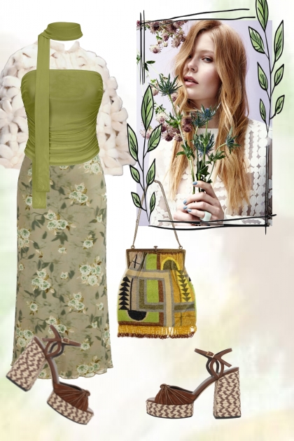 Summer outfit in dull green- combinação de moda