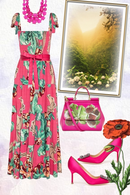 Magenta dress with flower motif