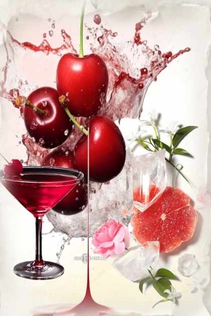 Cherries and an orange