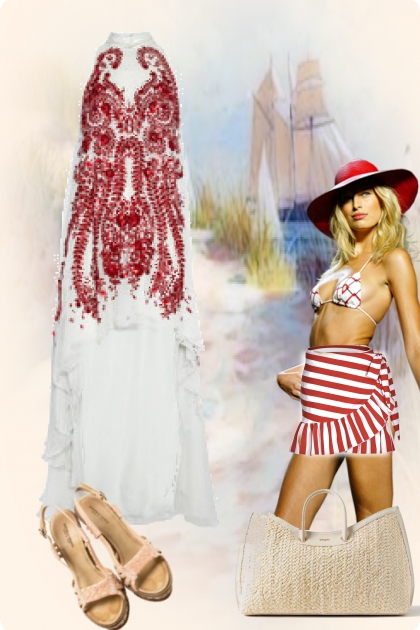 Red and white outfit