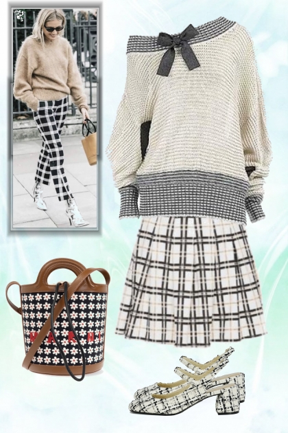 Plaid skirt and trousers