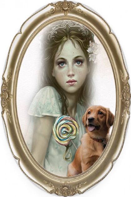 Girl with a dog and a lollipop