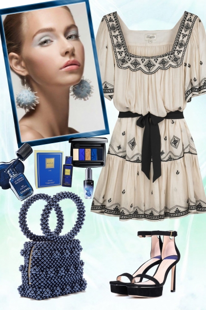 Dress with blue embroidery