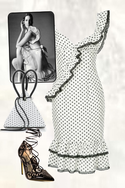 Polka dot flounce dress