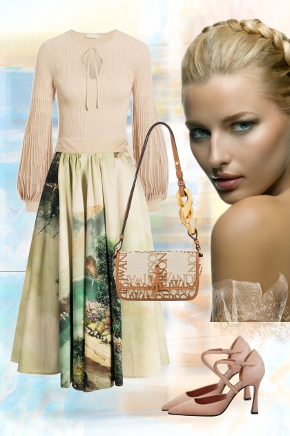 Jersey blouse in beige