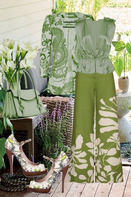 Summer outfit with plant patterns