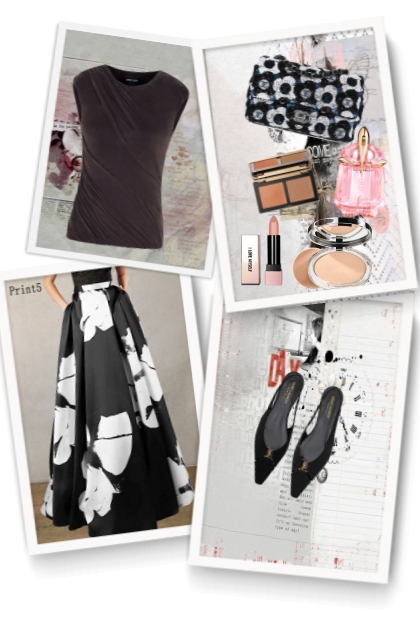 Black skirt with a white print