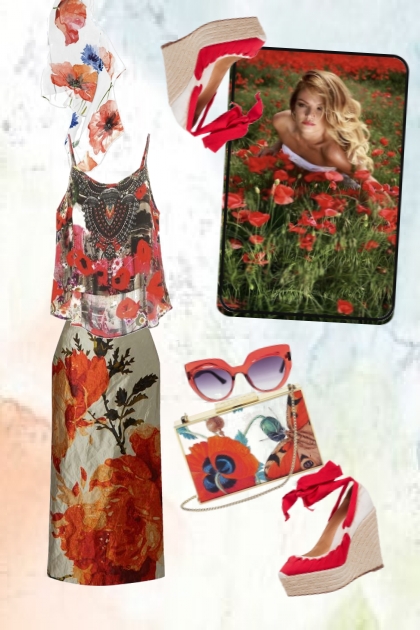 Red poppy motif